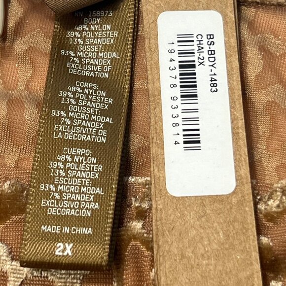 SKIMS Velvet Burnout Logo Bodysuit Chai 2X - Picture 9 of 12